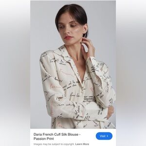 Catherine Gee Daria French Cuff Silk Blouse Passion Print Women’s Small